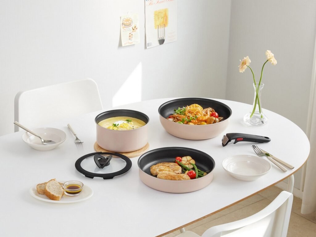 ▲ 프랑스 감성이 담긴 테팔의 감성 쿡웨어 ‘매직핸즈 크렘 드 피치’